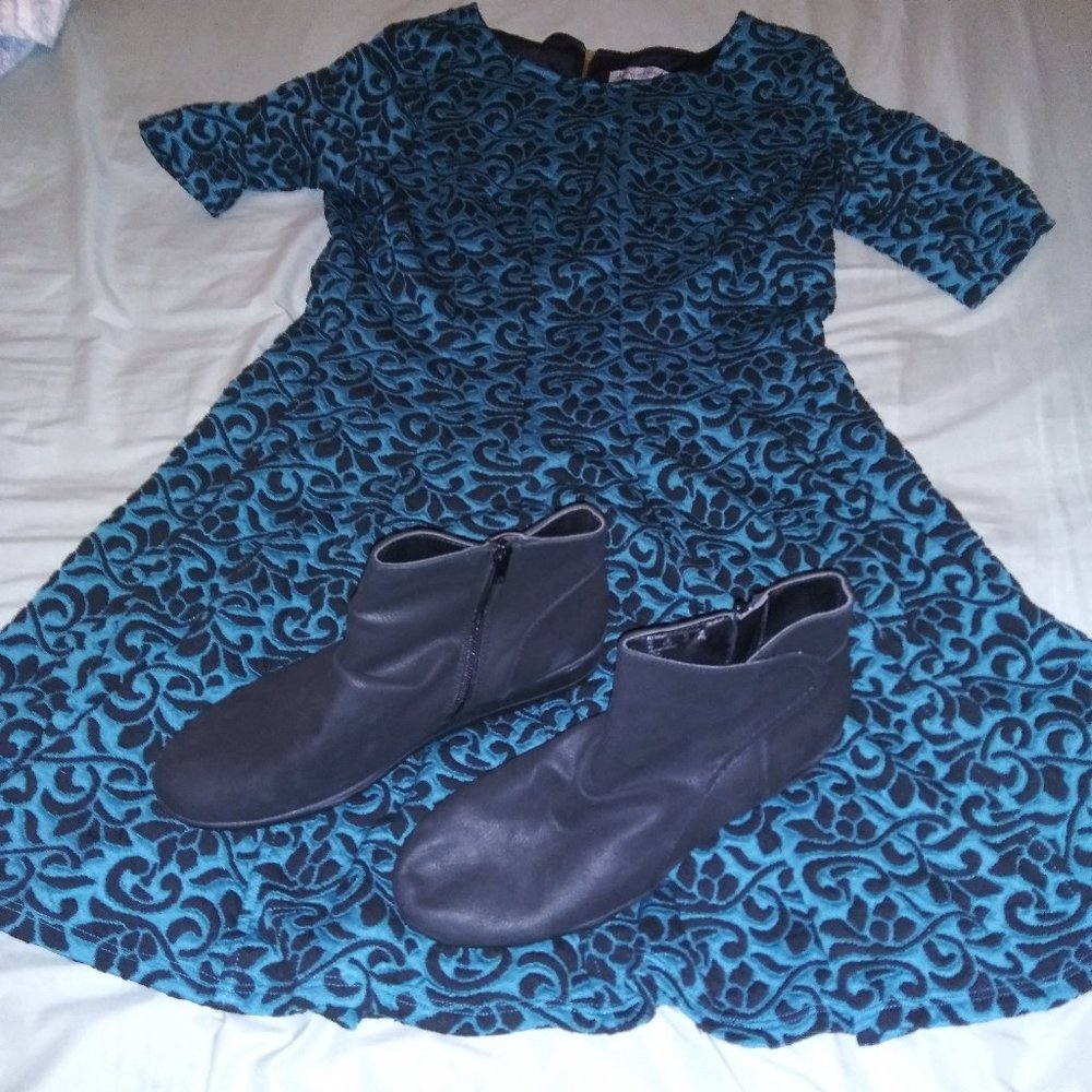 Teal and Black Dress